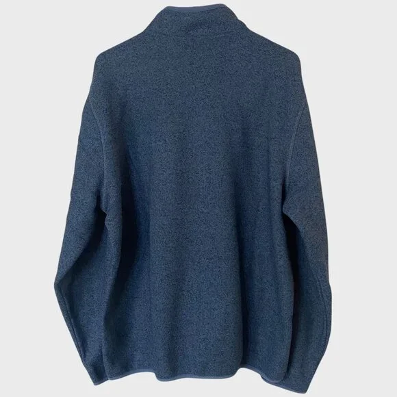 Eddie Bauer Fleece Quarter-Snap Sweater Blue Mens Large Long-Sleeve Pullover New